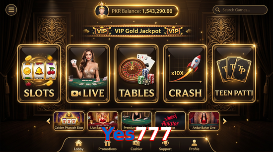Main screen of Yes777 casino page for PK players