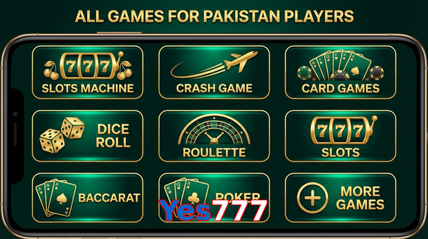 Main screen of Yes777 games page for PK players